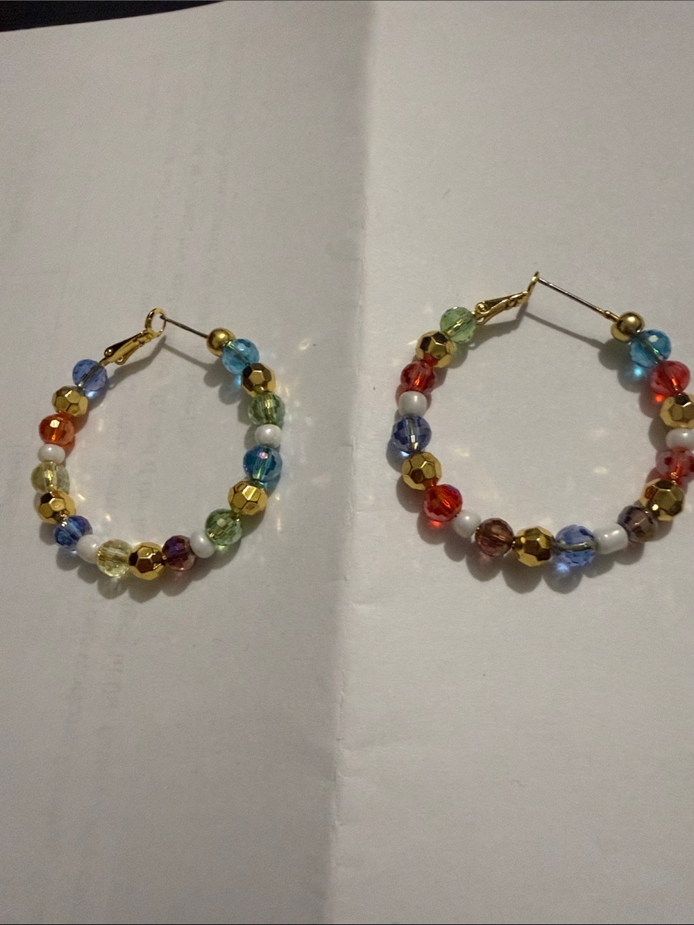 Sassy Jones Multicolor Beaded Hoop Earrings - Gold Accent